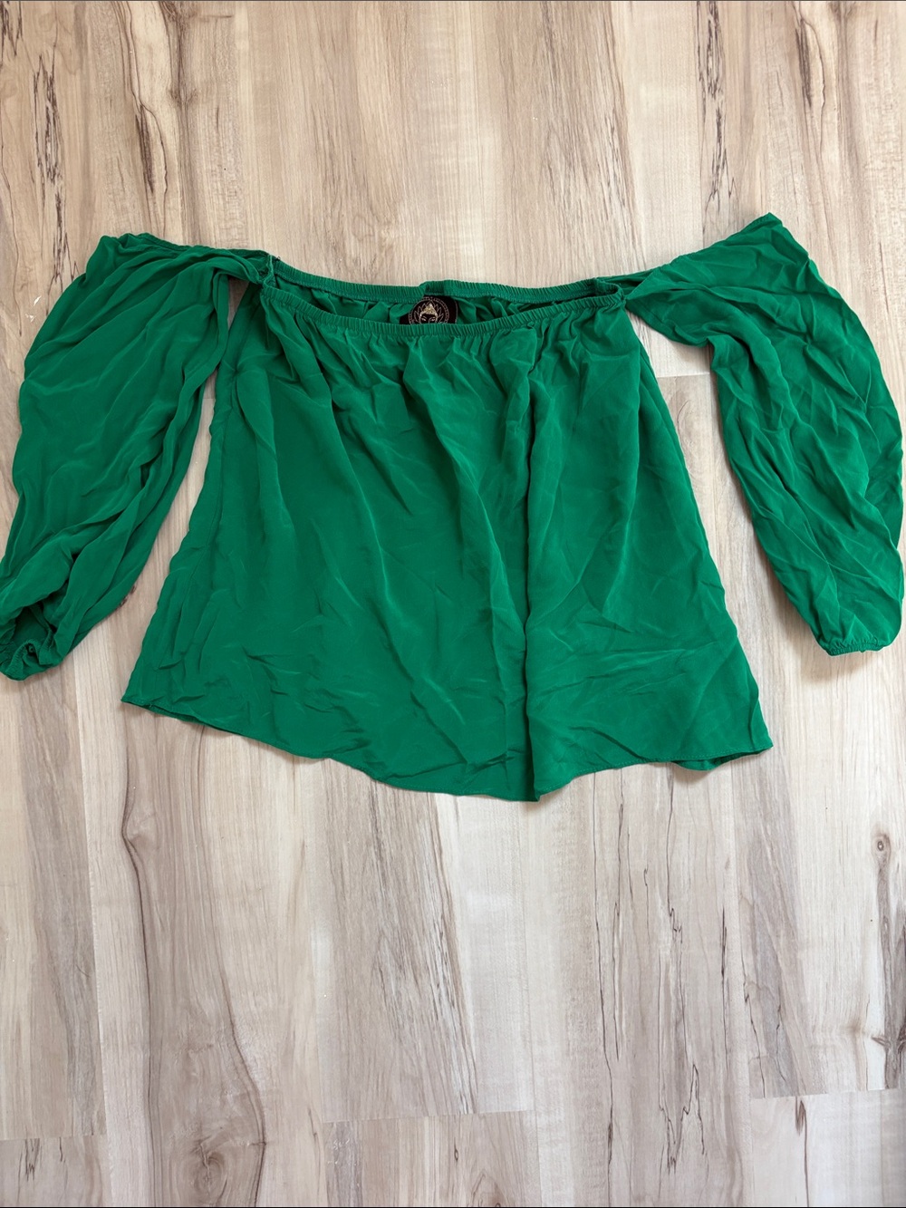 100% silk  Off-Shoulder Peasant Top